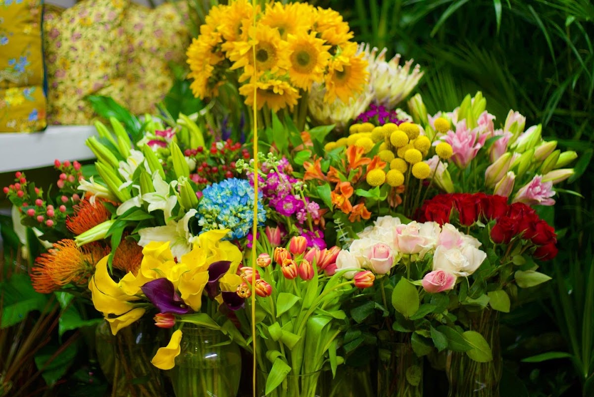 Fresh-cut flower wall at Verdure
